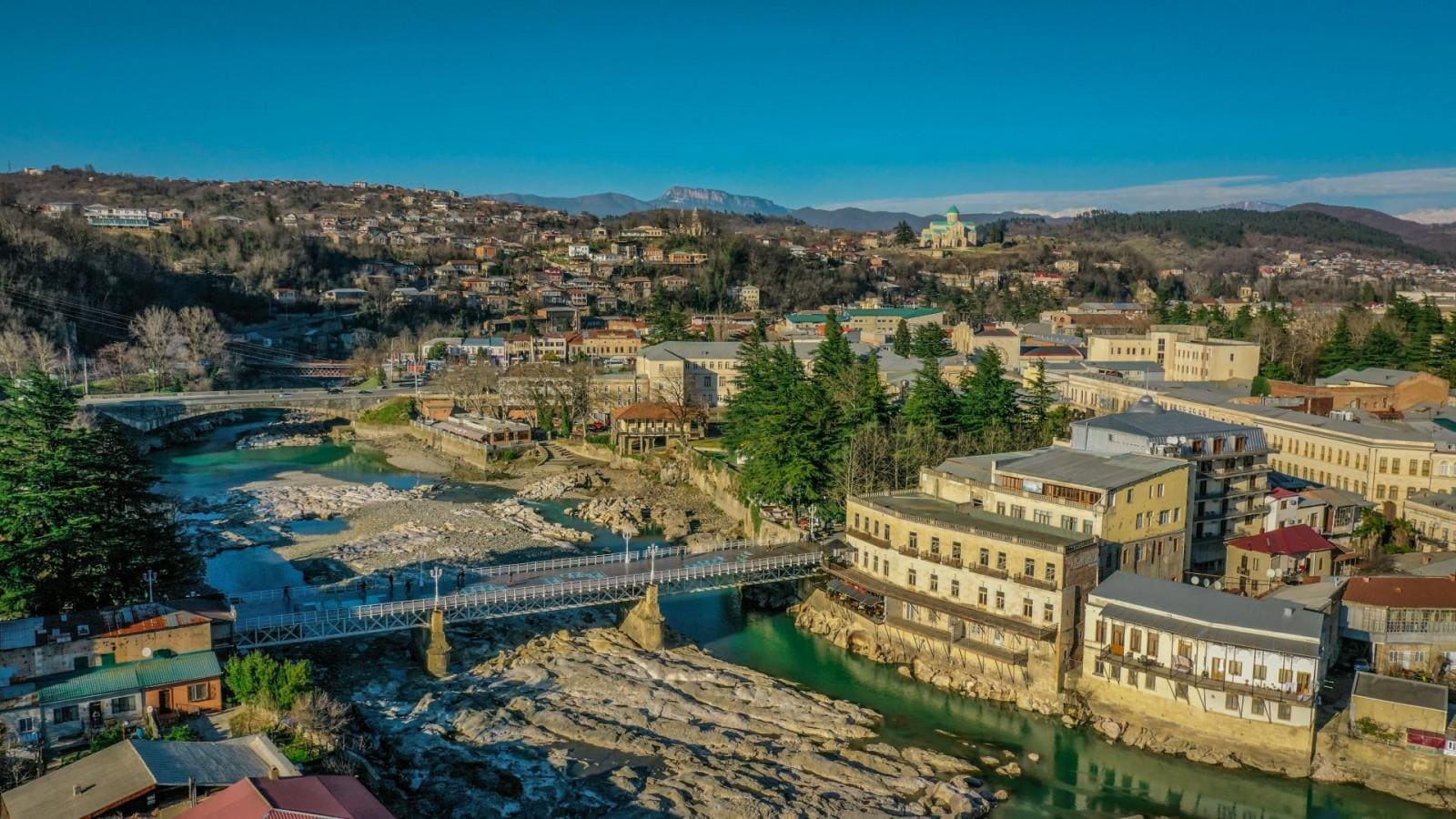 Kutaisi city panorama at sunset