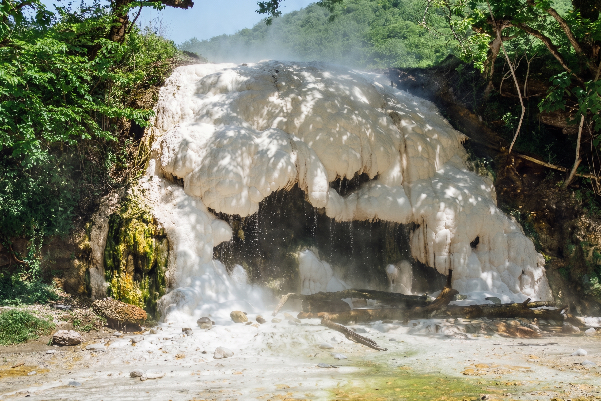 Natural hot sulfur baths at Tekhuri Canyon